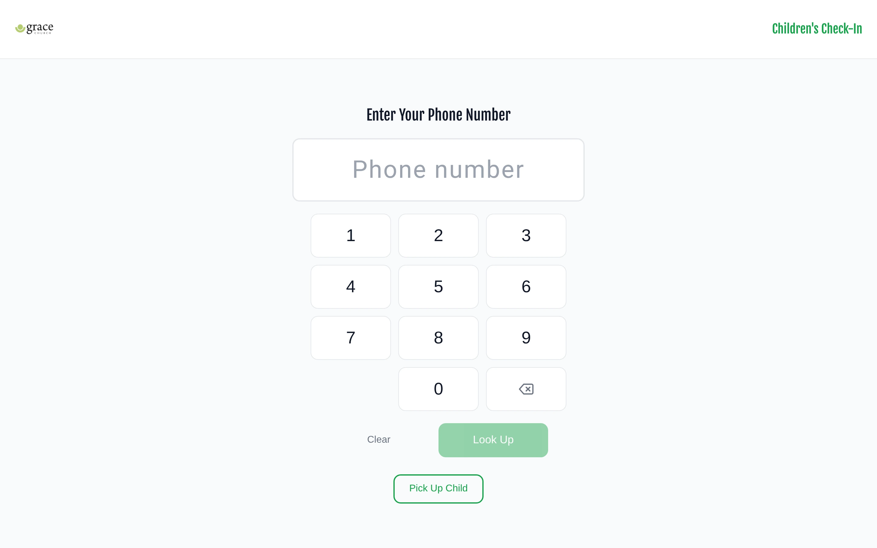 Kiosk phone entry screen with a numeric keypad and Look Up button
